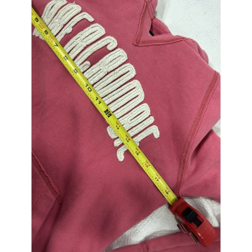 Abercrombie & Fitch Y2K Hoodie Women‎ Pink Embroidered Sweatshirt Fleece Size XL